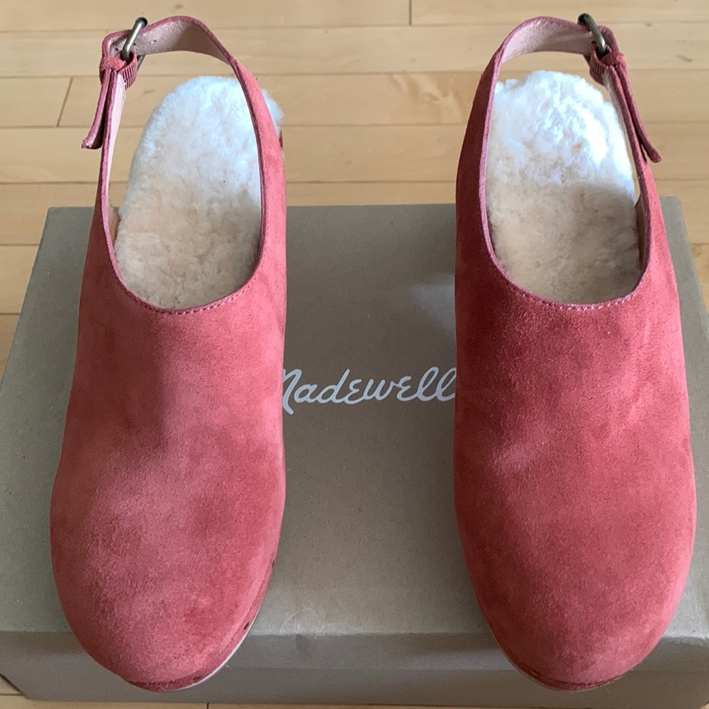 Madewell Shearling Slingback Clog in Warm Nutmeg